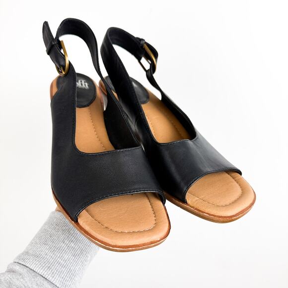 Sofft Womens Gabriella Leather Slingback Wedge Sandals Black - 10 10M - Picture 2 of 8